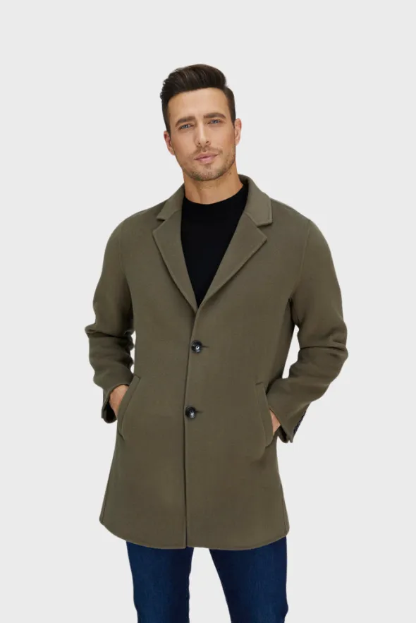 Slick Single-Breasted Wool Blend Coat