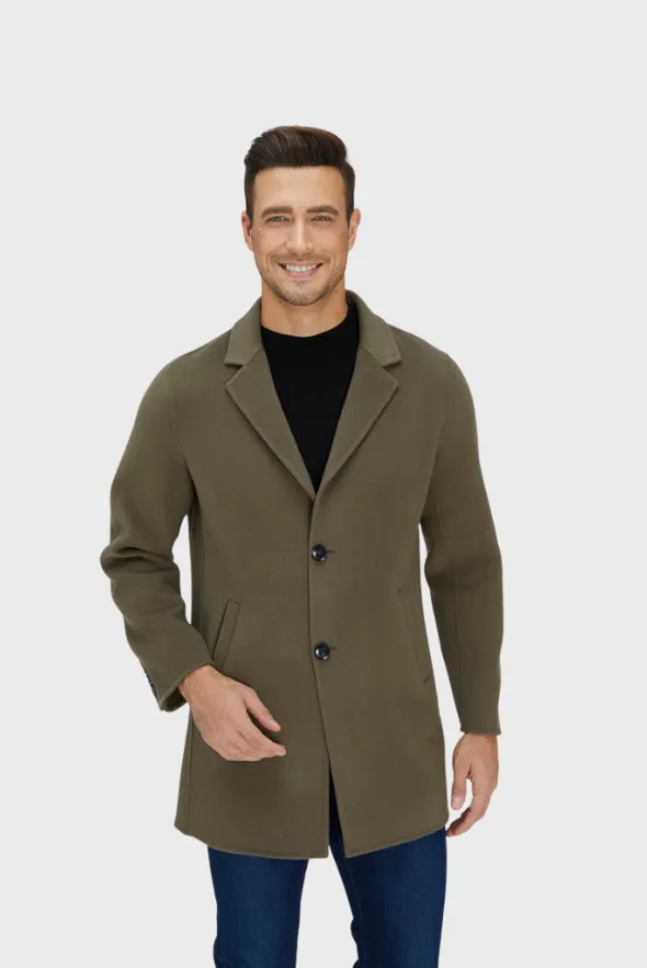 Slick Single-Breasted Wool Blend Coat