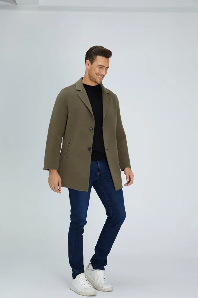 Slick Single-Breasted Wool Blend Coat