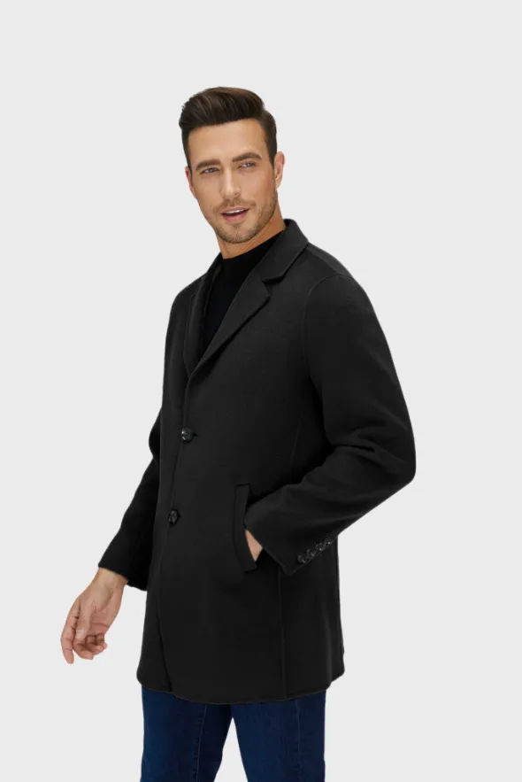 Slick Single-Breasted Wool Blend Coat