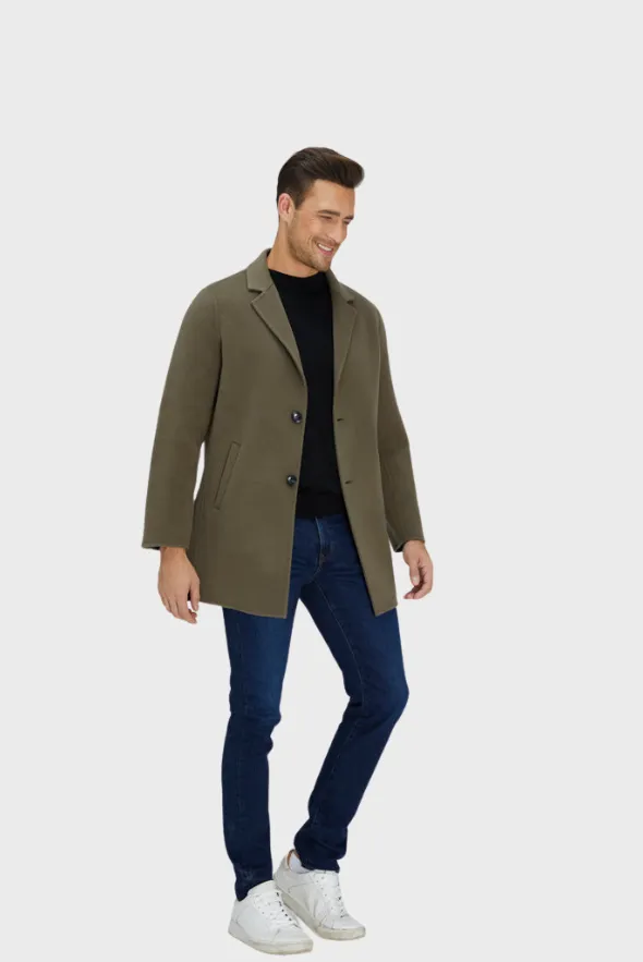 Slick Single-Breasted Wool Blend Coat