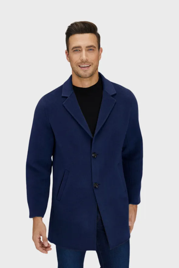 Slick Single-Breasted Wool Blend Coat