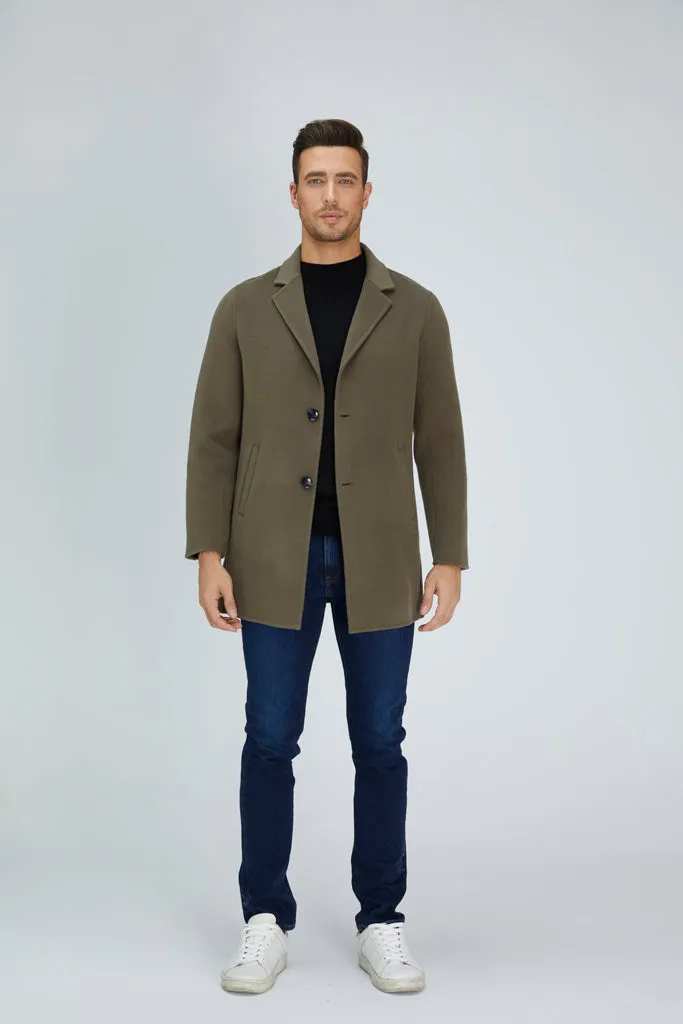 Slick Single-Breasted Wool Blend Coat