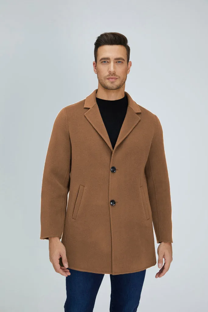 Slick Single-Breasted Wool Blend Coat