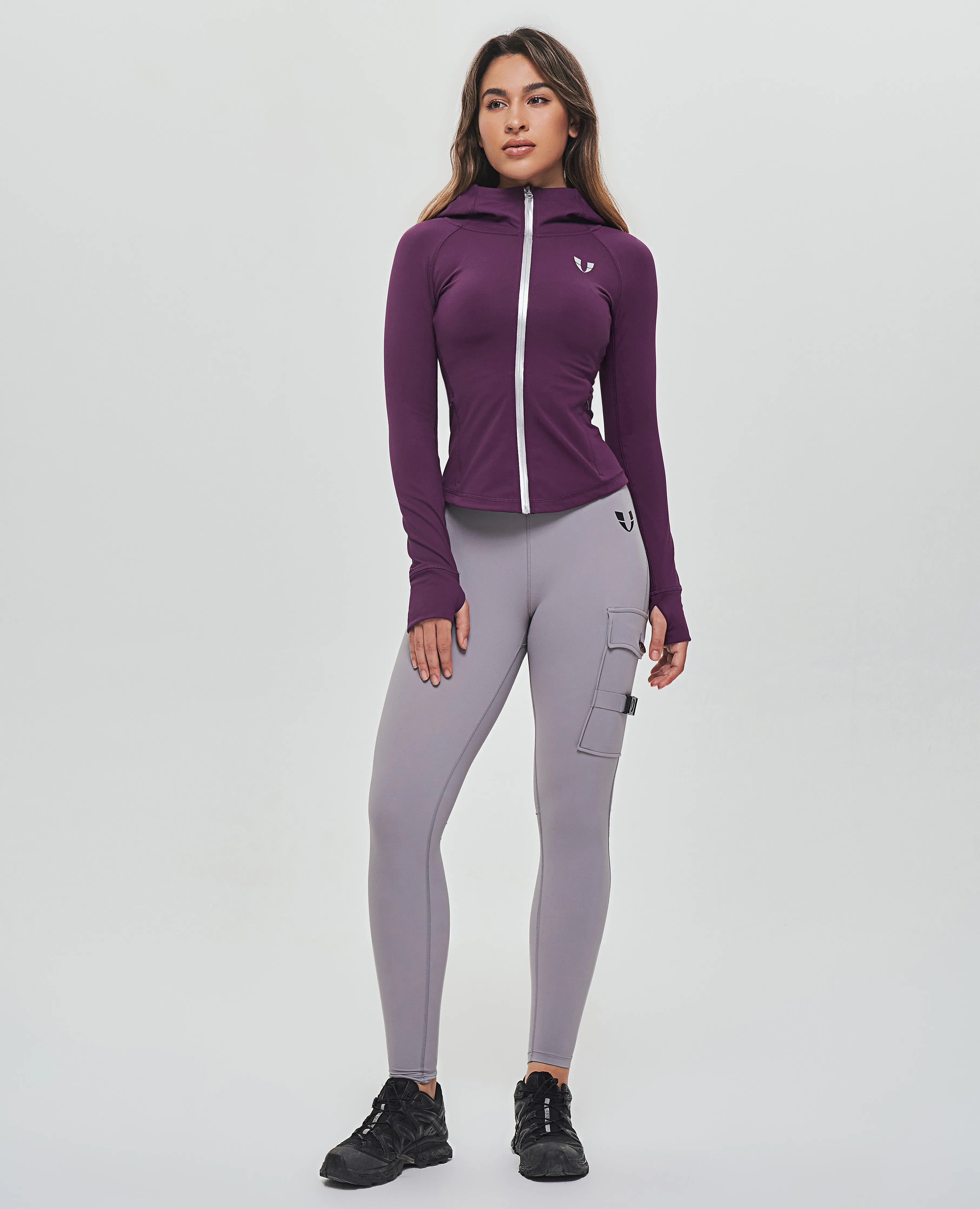 Thin Fleece Zipper Hoodie - Purple