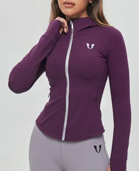 Thin Fleece Zipper Hoodie - Purple