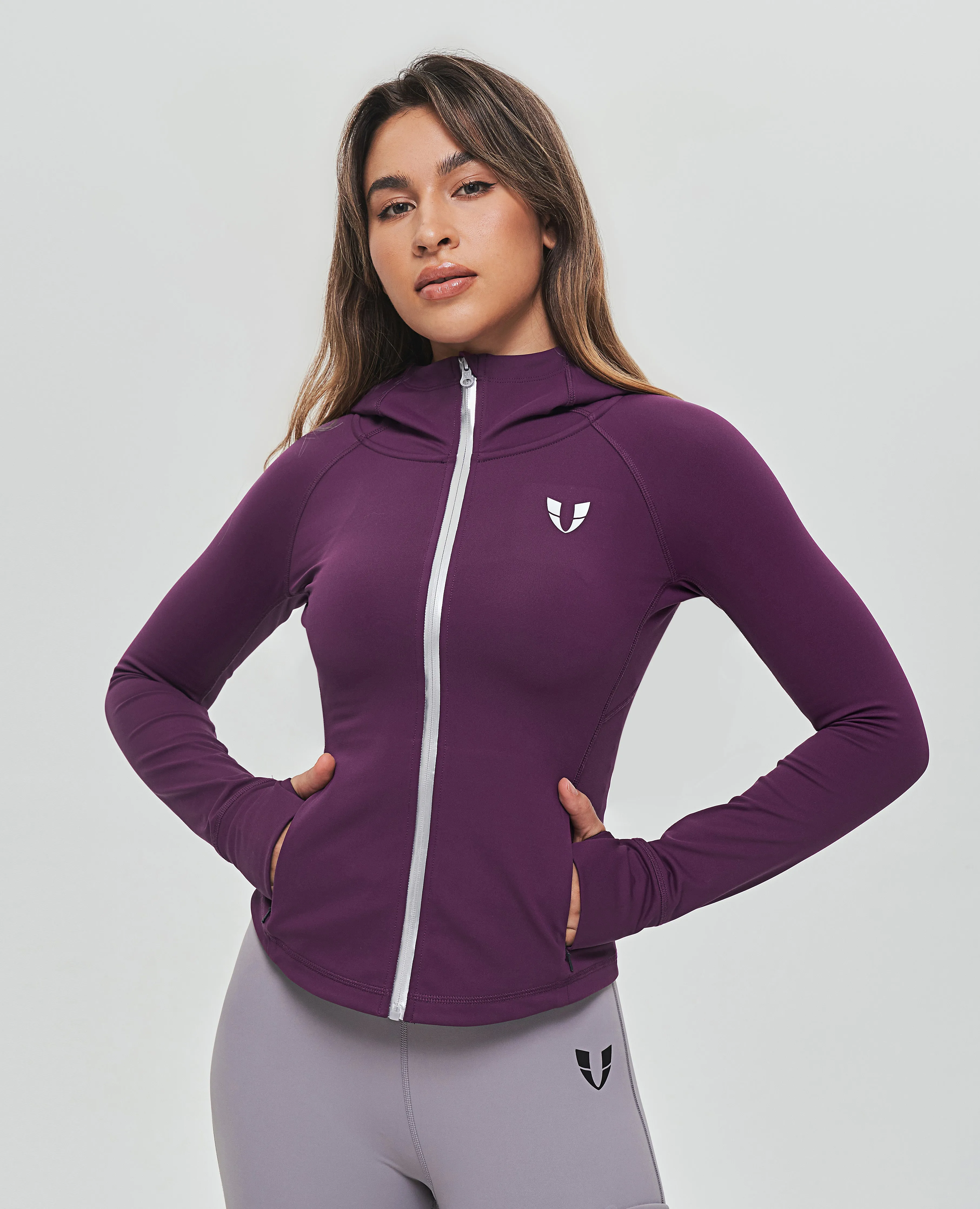 Thin Fleece Zipper Hoodie - Purple