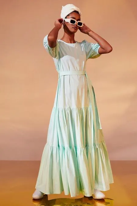 Tiered Maxi Dress in Green