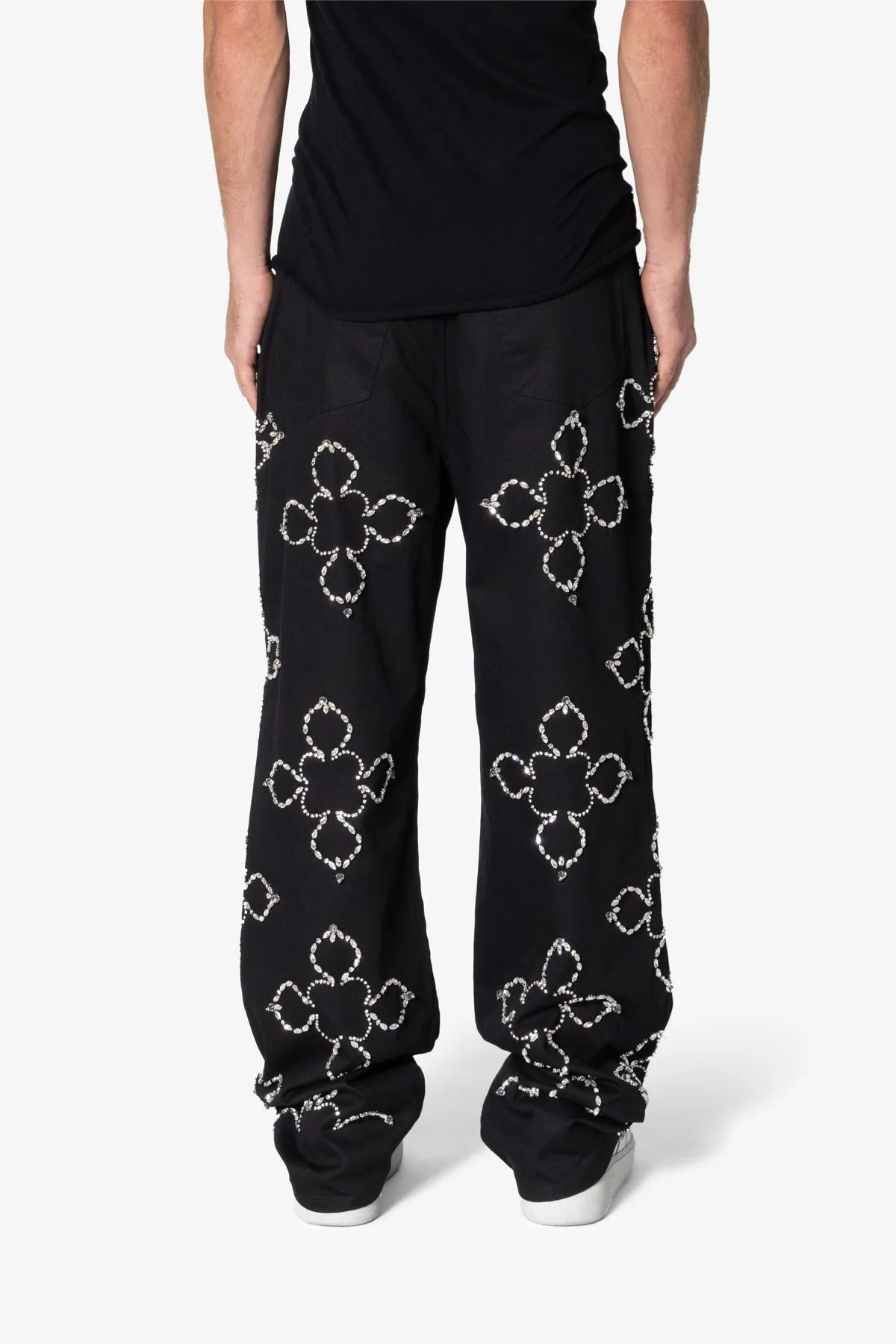 Ultra Baggy Jewel Applique Pants - Black