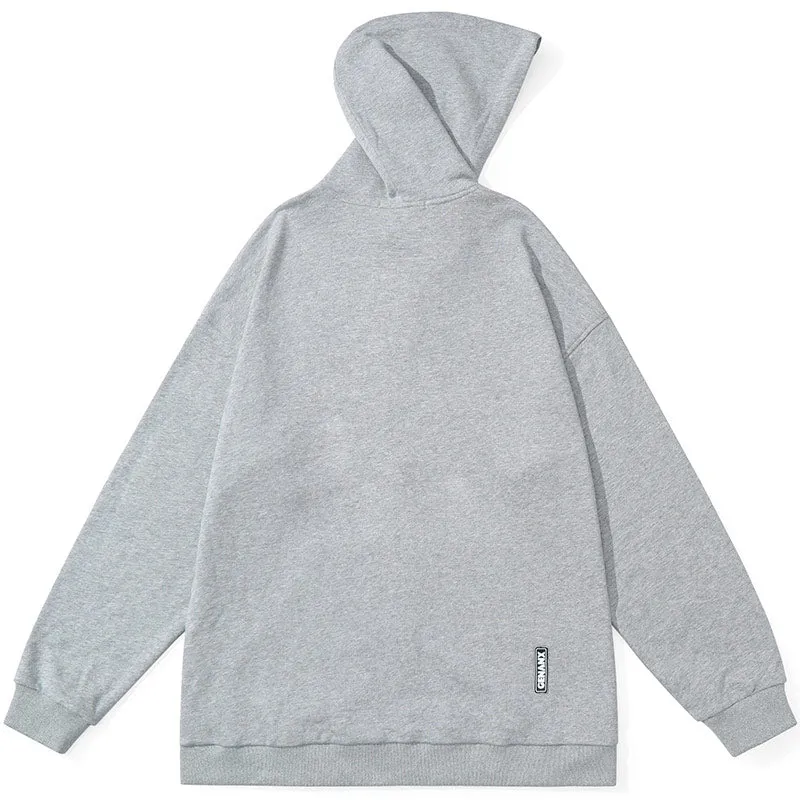 Vintage Removable Pocket Letter Print Zipper Hoodies