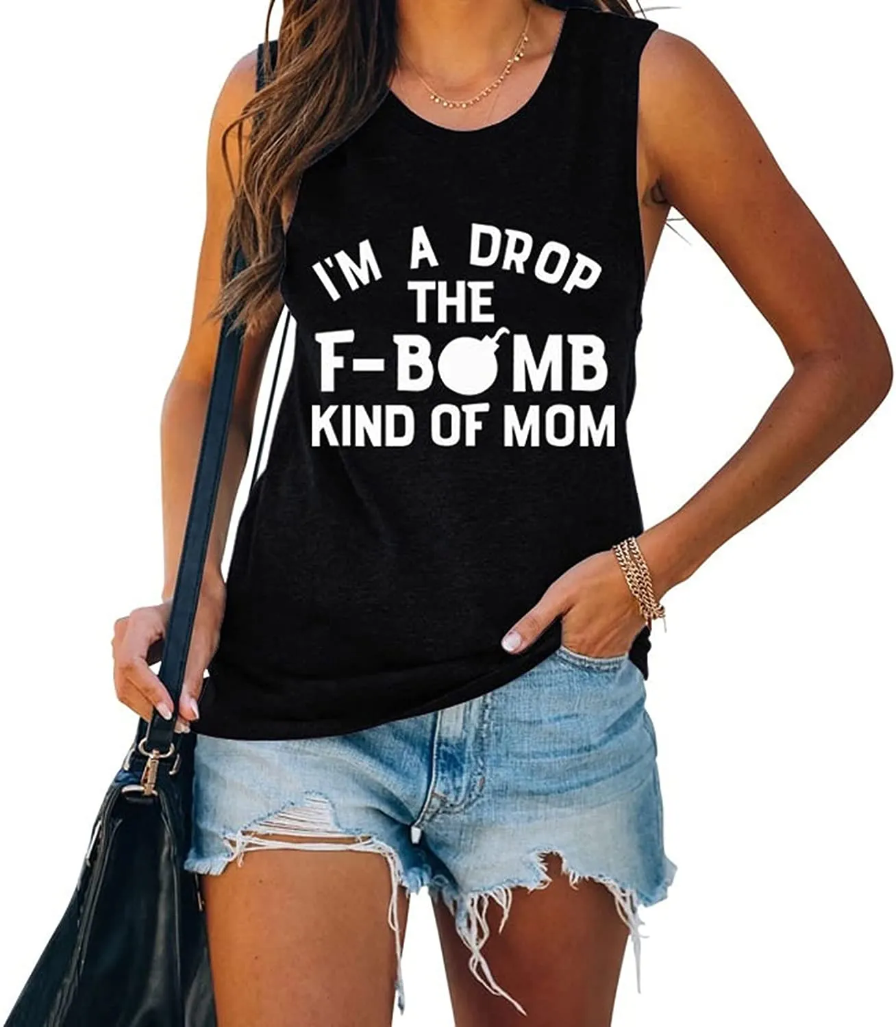 Women I'm A Drop The F-Bomb Kind of Mom Ladies? Muscle Tank Tops