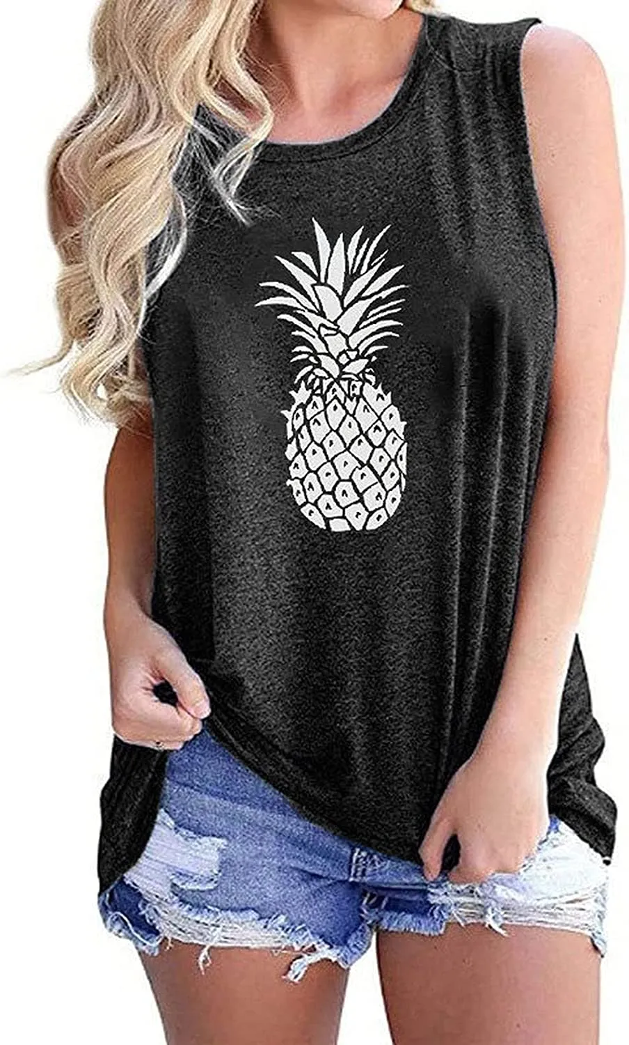 Women Pineapple Tank Tops Summer Vibes Shirt