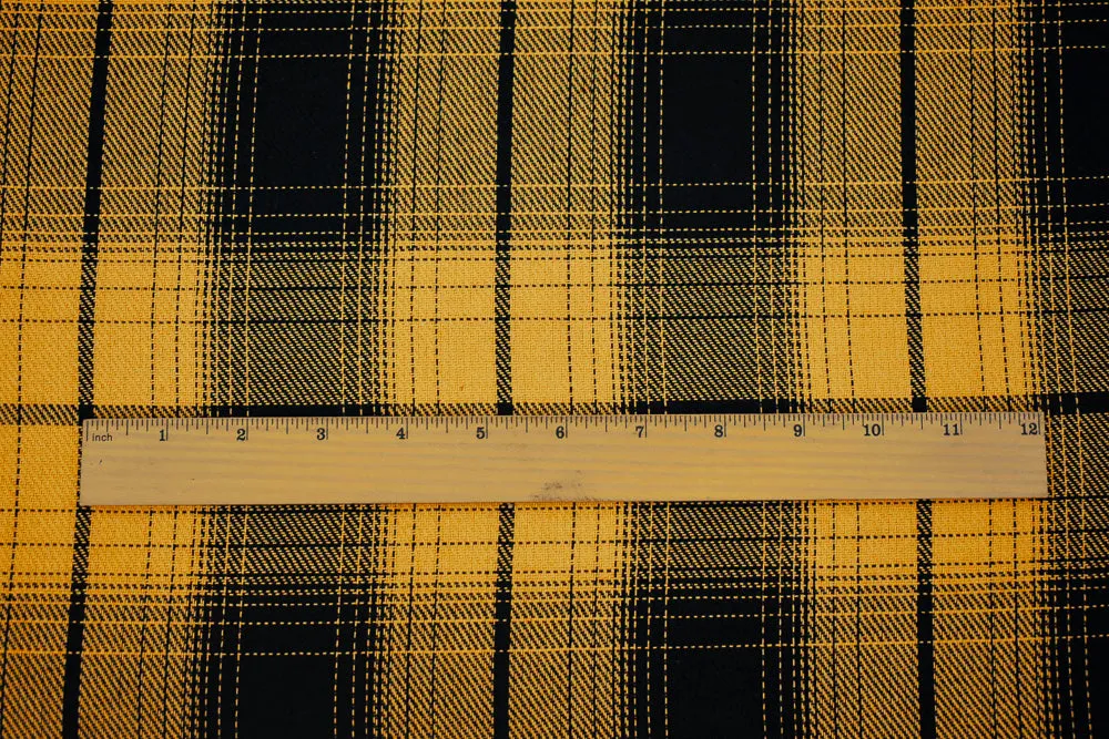 Yellow-Black Melton Poly Wool Single Sided Brushed Plaid Woven Jacketing